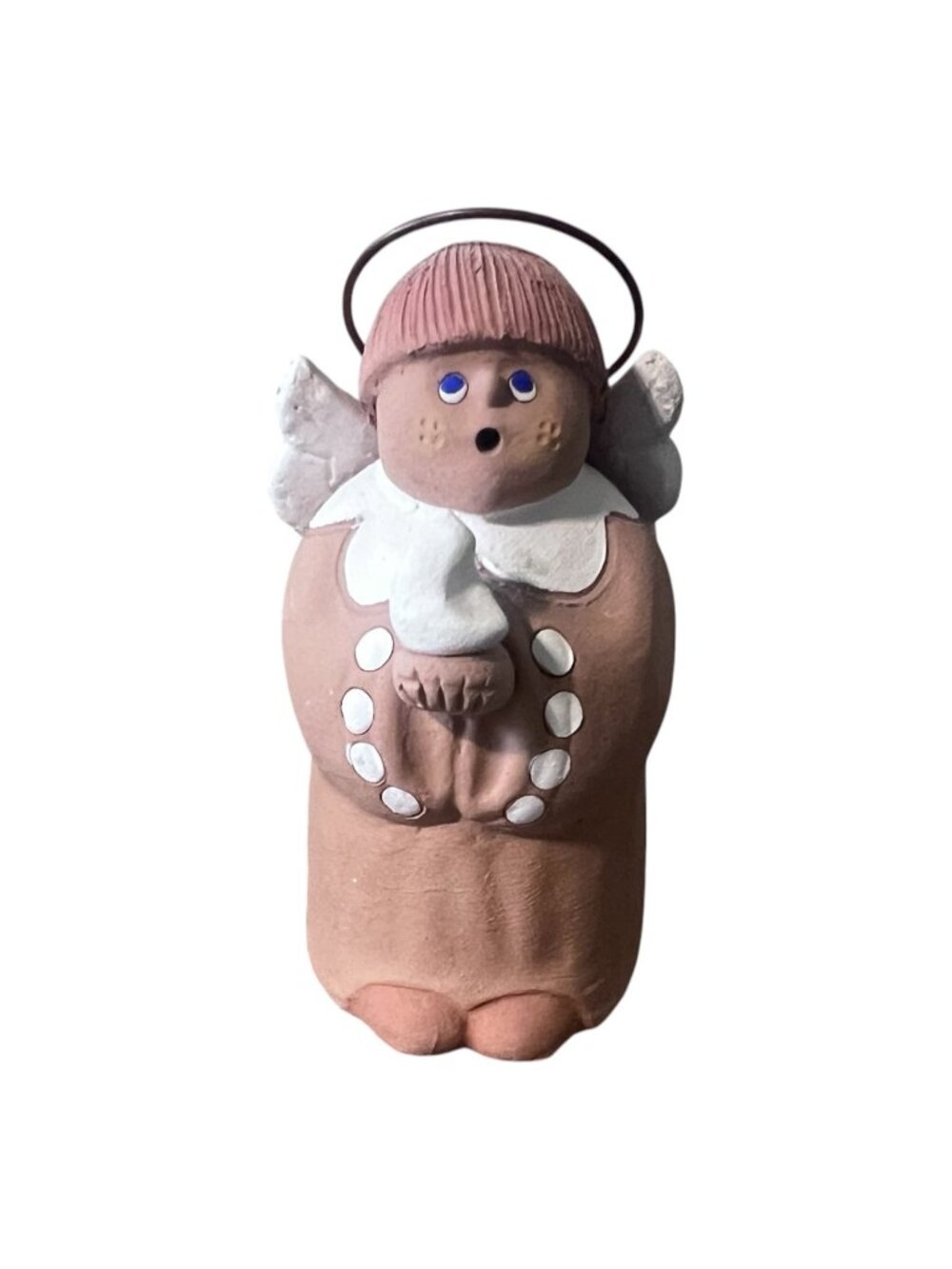 Vtg Sermar Chile Pottery Angel Figurine Folk Art Handmade Terracotta 4 In Tall